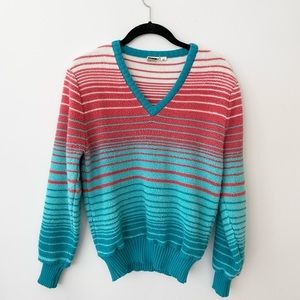 Pink Aqua Striped Vintage Sweater Urban Outfitters
